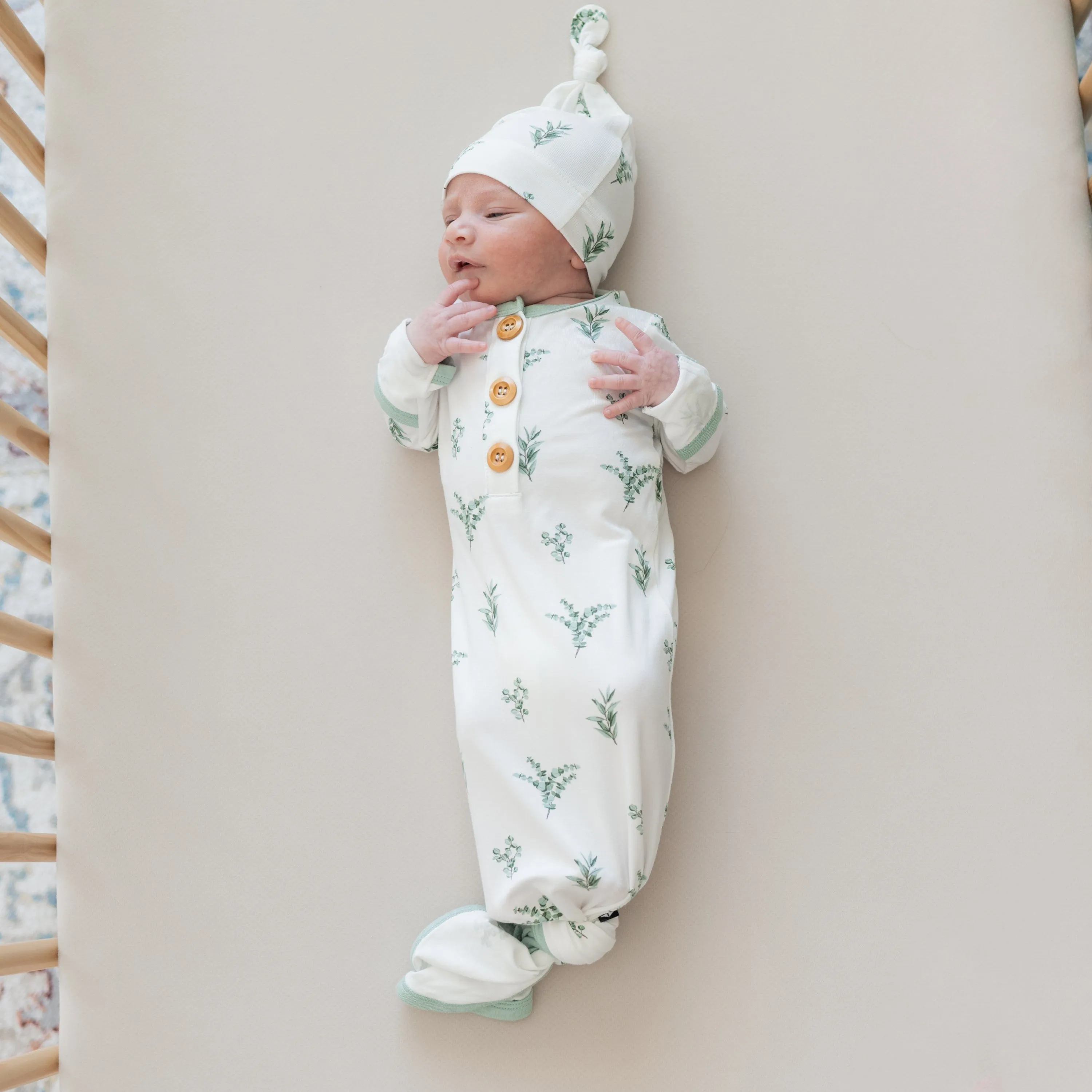 Knotted Gown with Hat Set in Eucalyptus