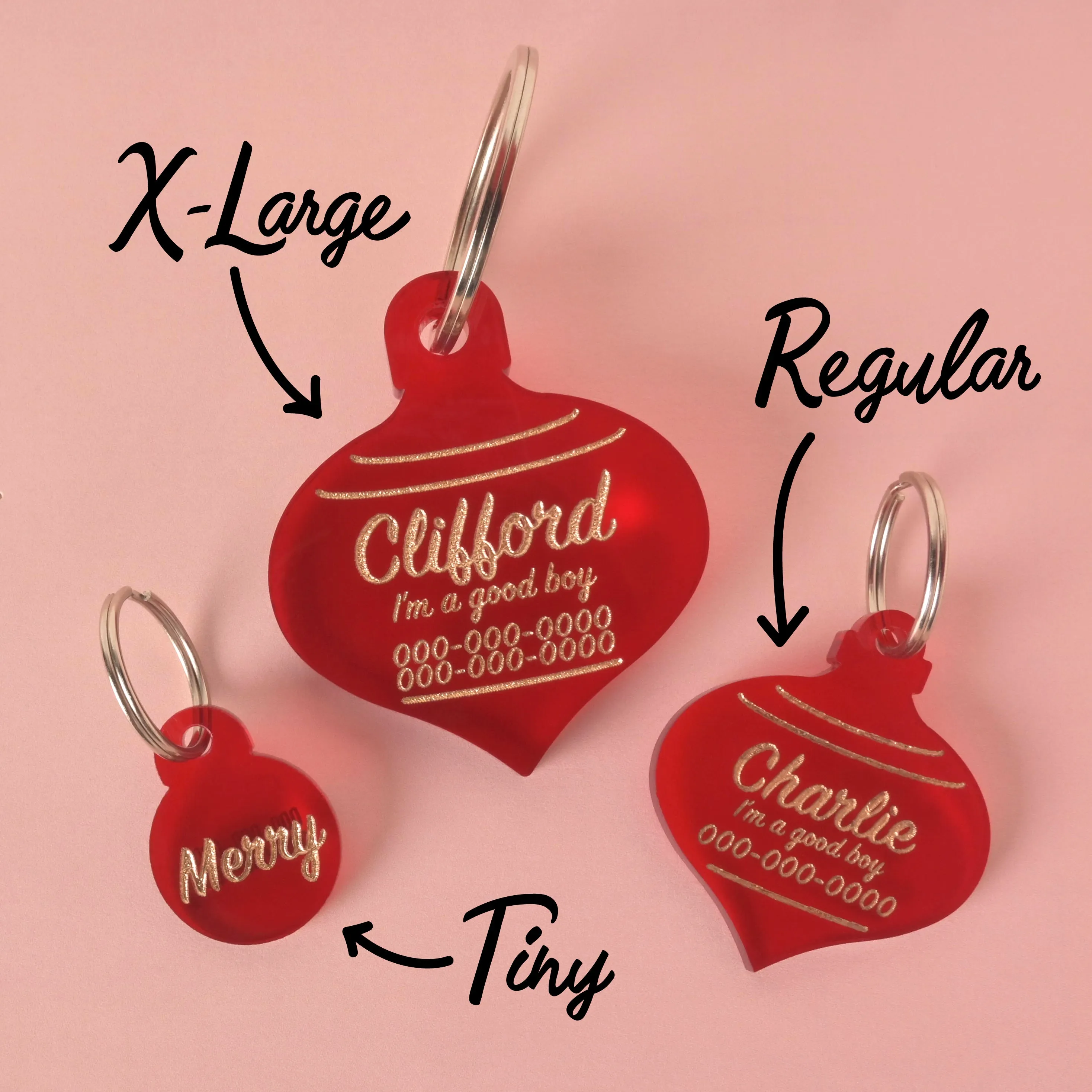 Large Christmas Ornament Personalized Pet Tag