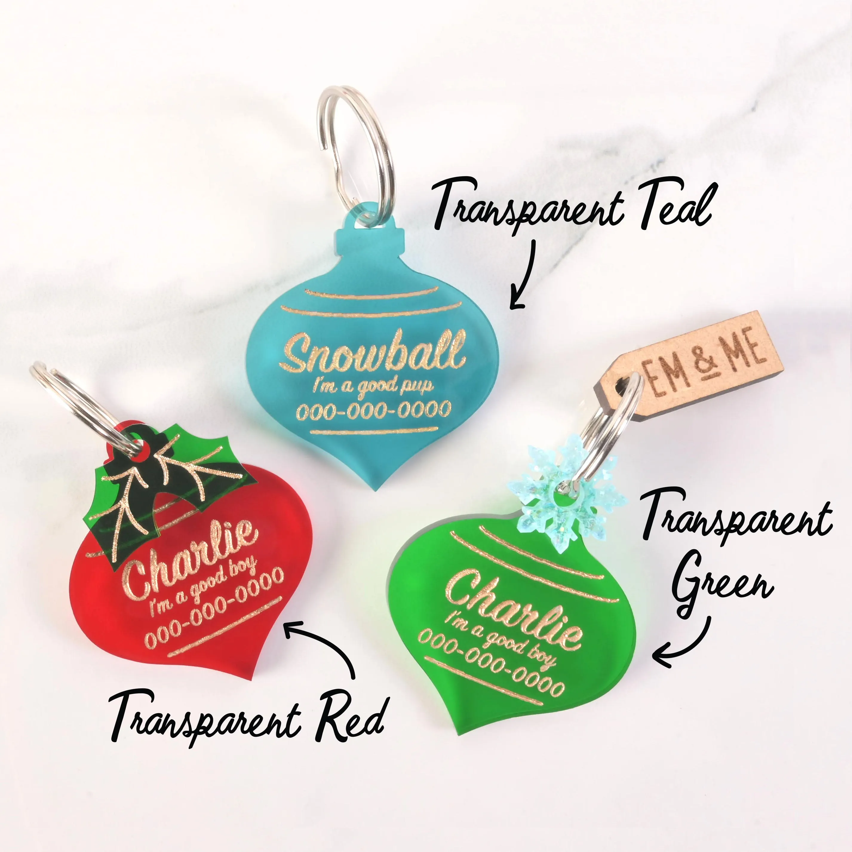 Large Christmas Ornament Personalized Pet Tag