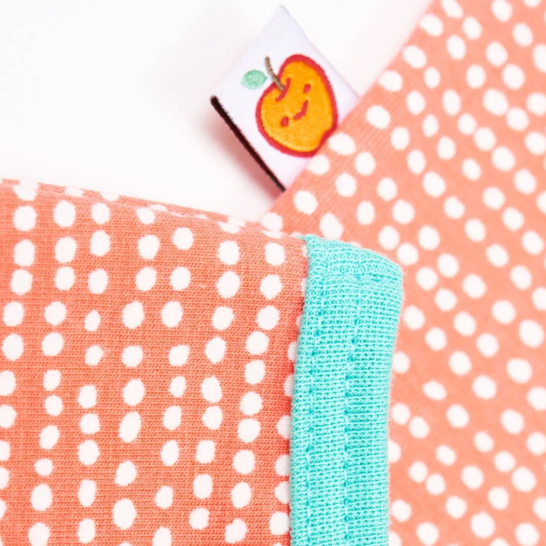 Long-sleeve baby top "Dotted Lines Coral/Mint"