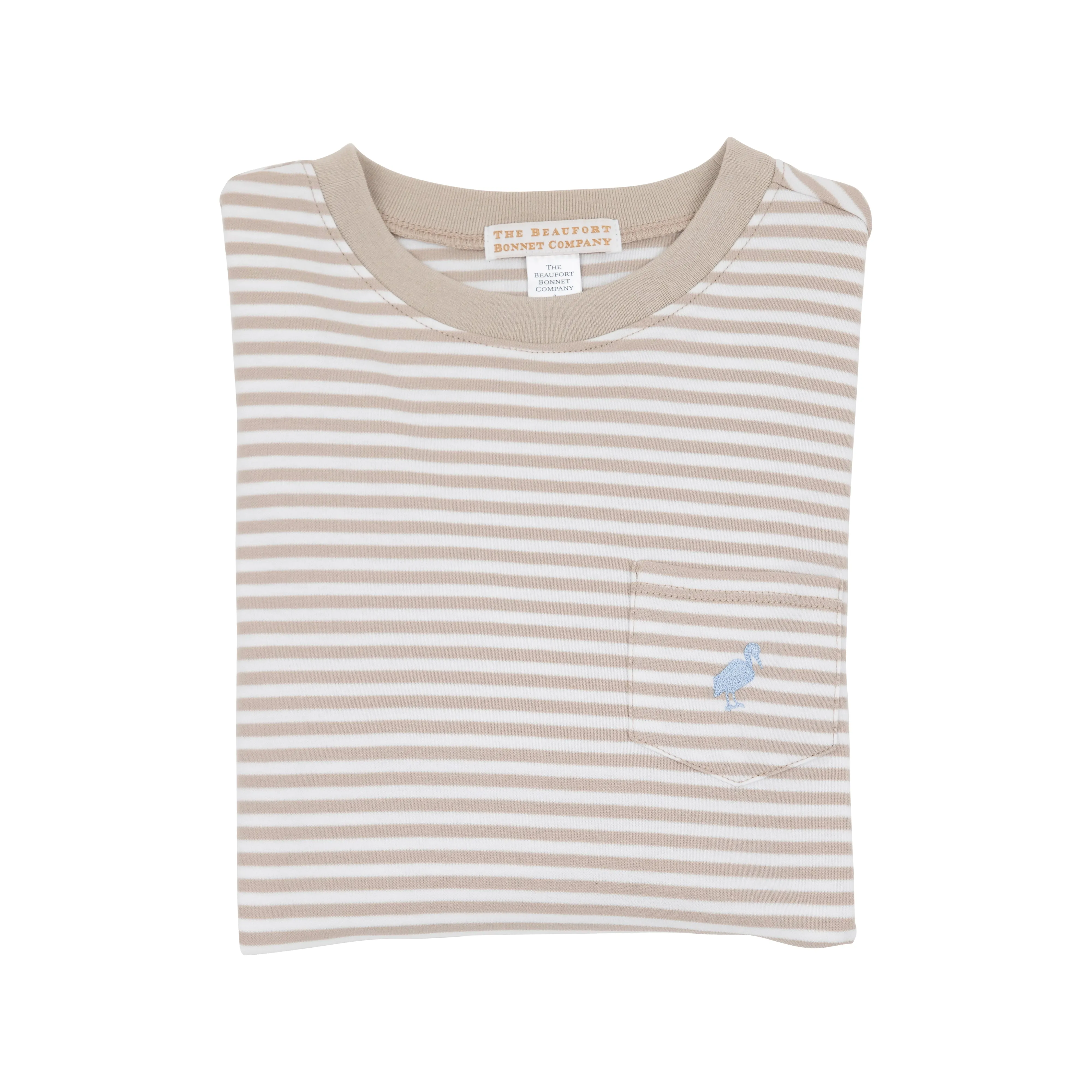 Long Sleeve Carter Crewneck - Keeneland Khaki Stripe with Barrington Blue