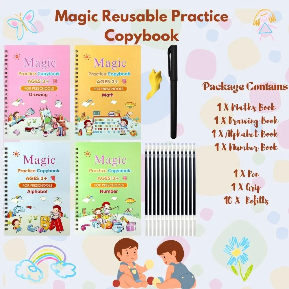 Magic Reusable Kids Practice Books (Set Of 4 Books)