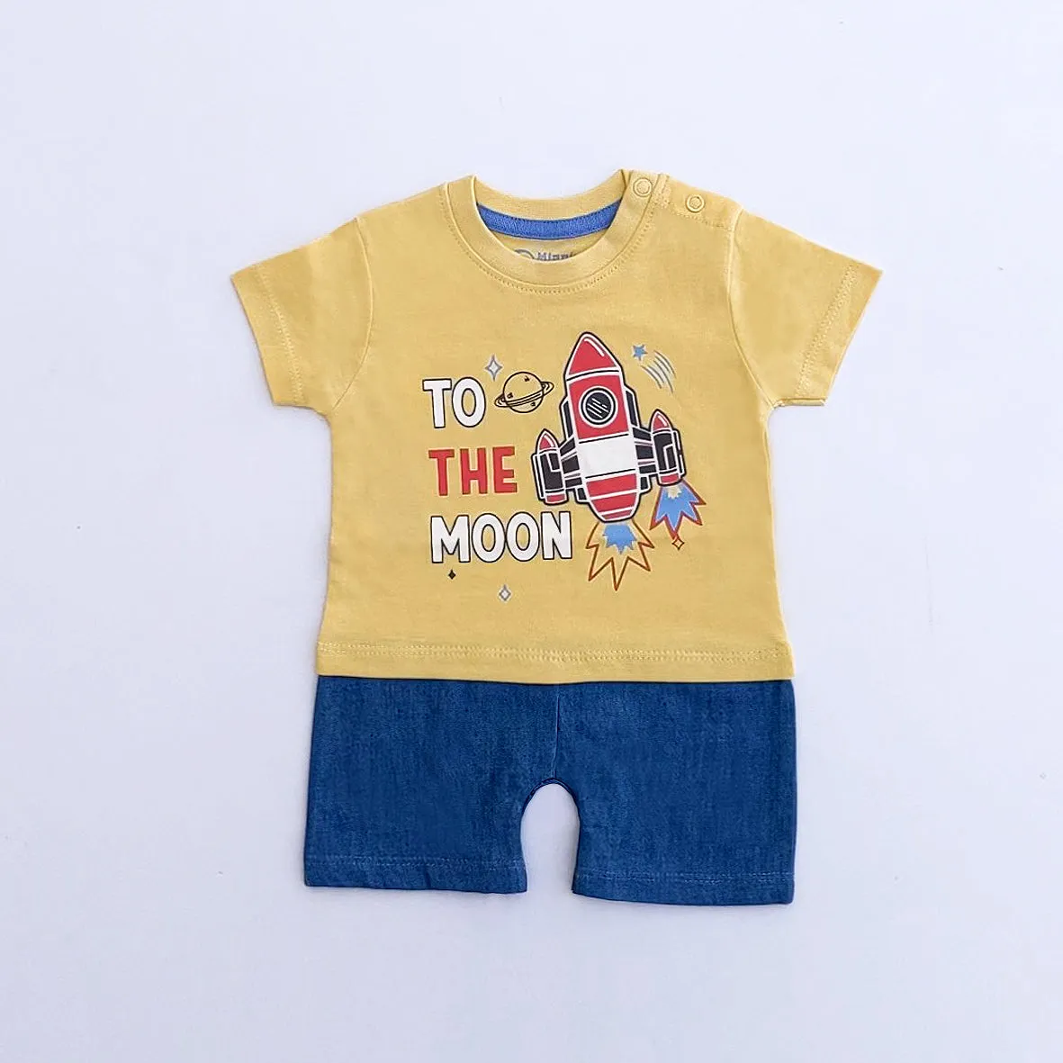 MI - Kids 'Blue & Yellow' Printed Cotton Romper MI838