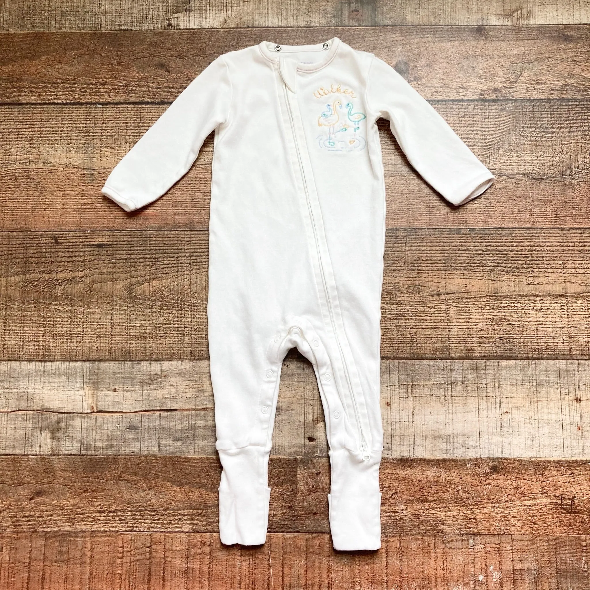 @mumuandmacaroons x Pip Pea Pop White Flamingos Walker Zip Up Outfit- Size 3-6M