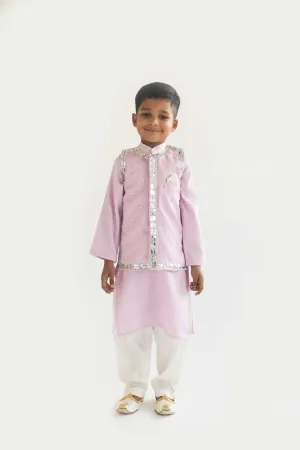 Pre Order: Lilac Embroidery Jacket with Kurta and Pant