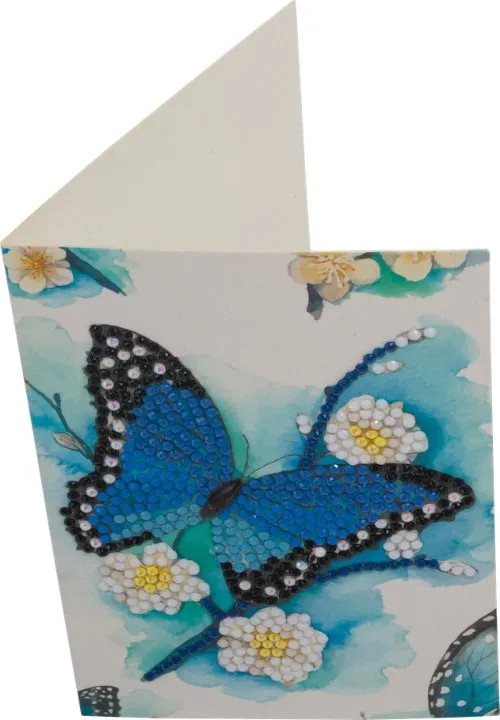 "Blue Butterfly" Crystal Art Card 10x15cm