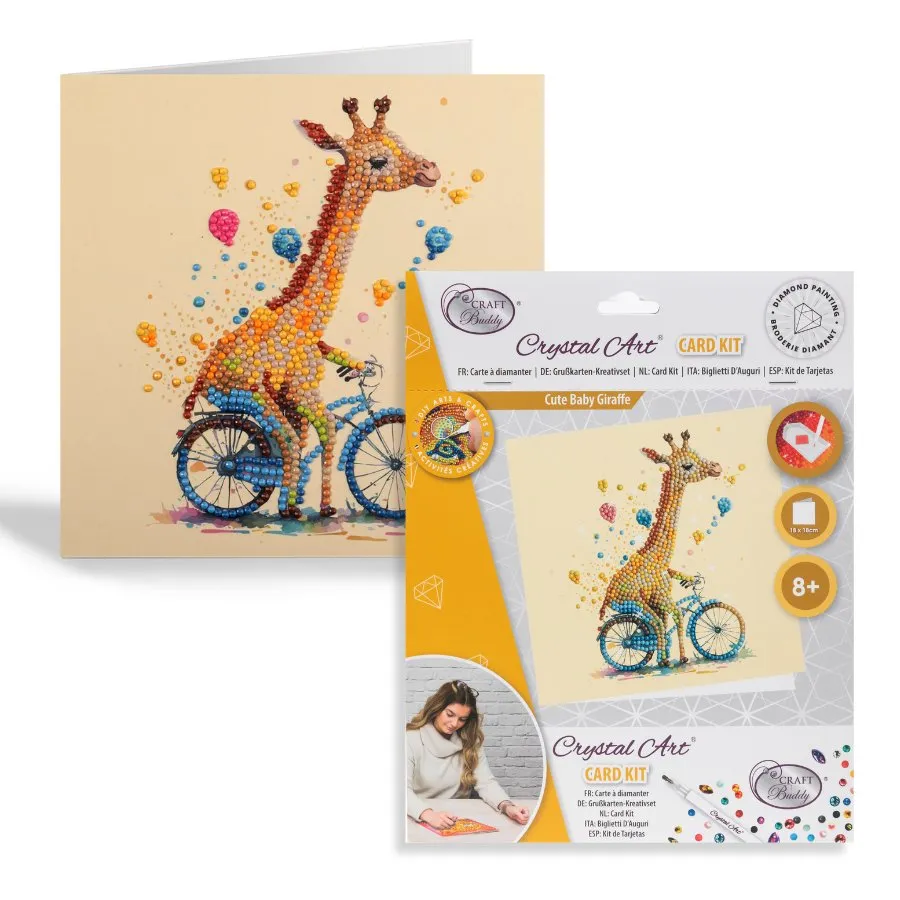 "Cute Baby Giraffe" Crystal Art Card