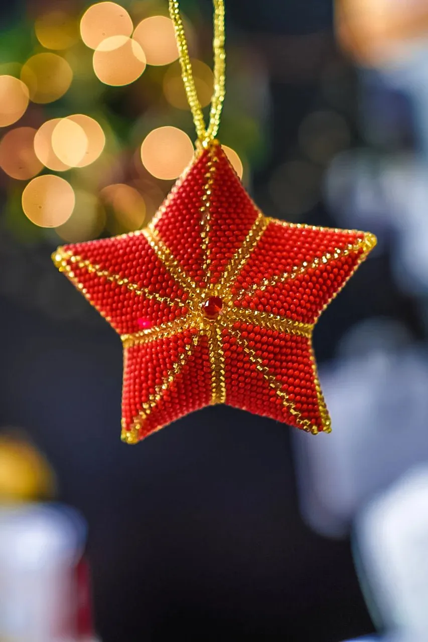 Red Stuffed Star Ornament