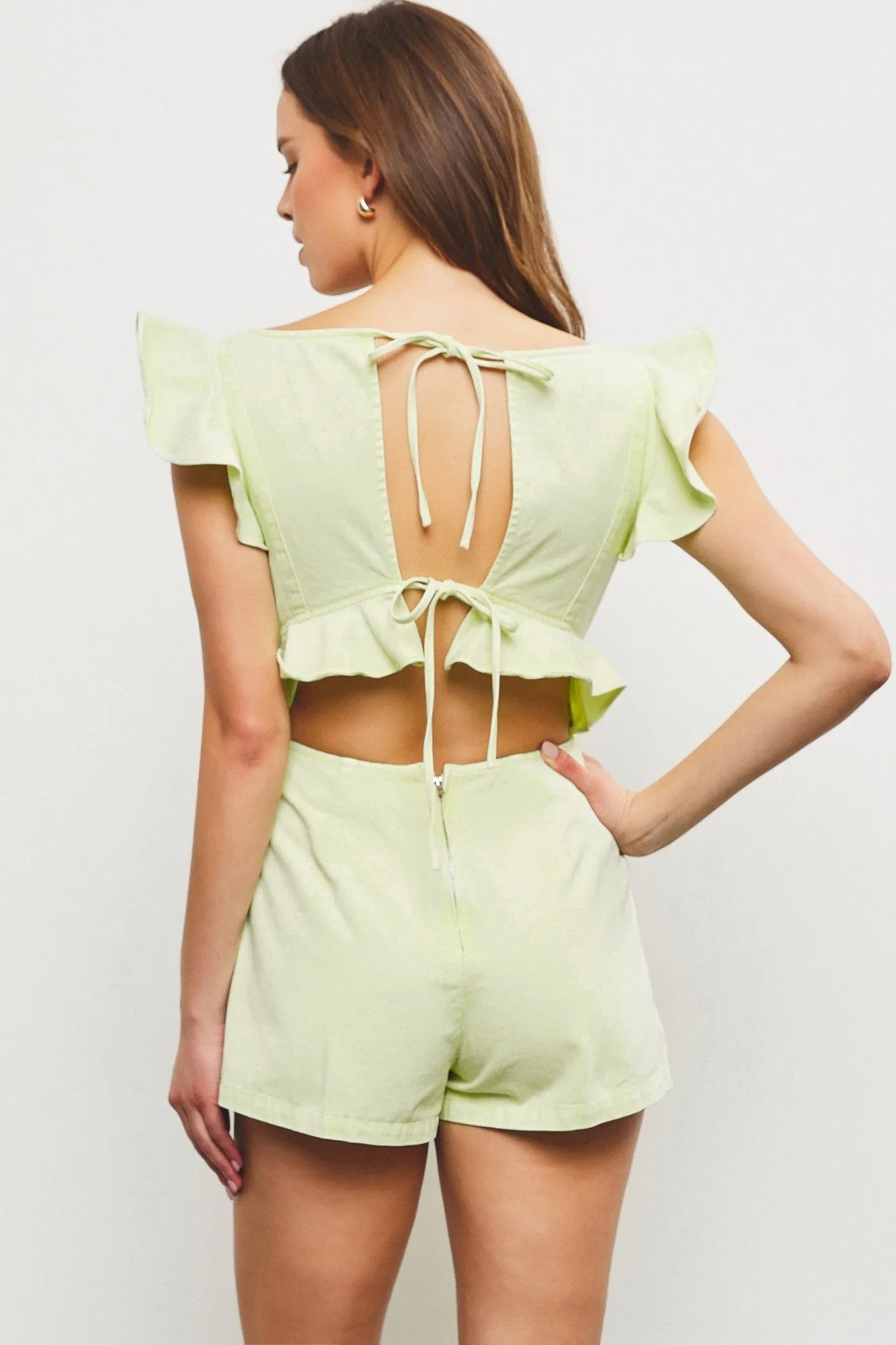 Ryleigh Ruffle Romper (Lime)