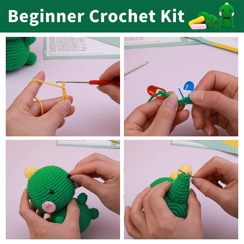 The Woobles Beginners Crochet Kit with Easy Peasy Yarn，Crochet Animal Kit, Knitting Kit with Yarn, Polyester Fiber