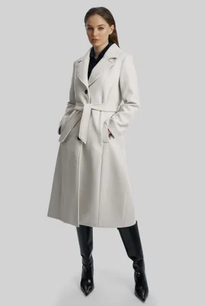 Three Buttons Belted Coat in White