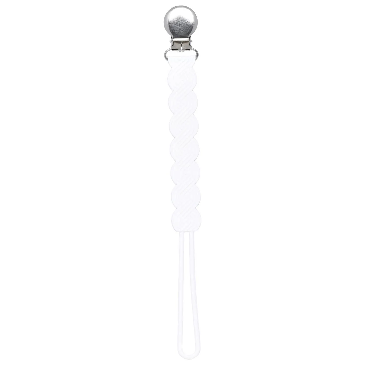 Three Little Tots - Waverly White All Silicone Modern Pacifier Clip