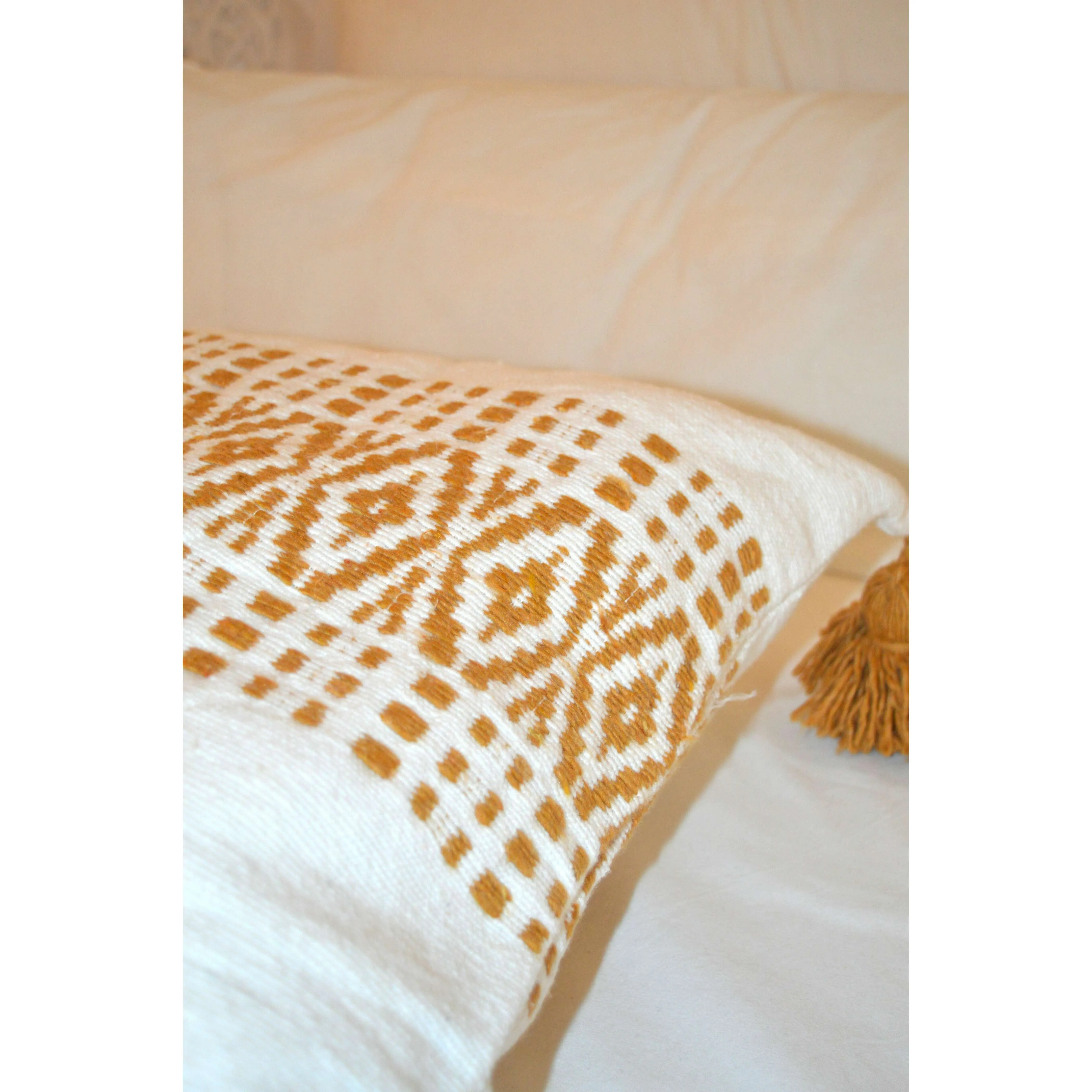 White & Mustard Orange Style Moroccan Cushion Pillow Cover