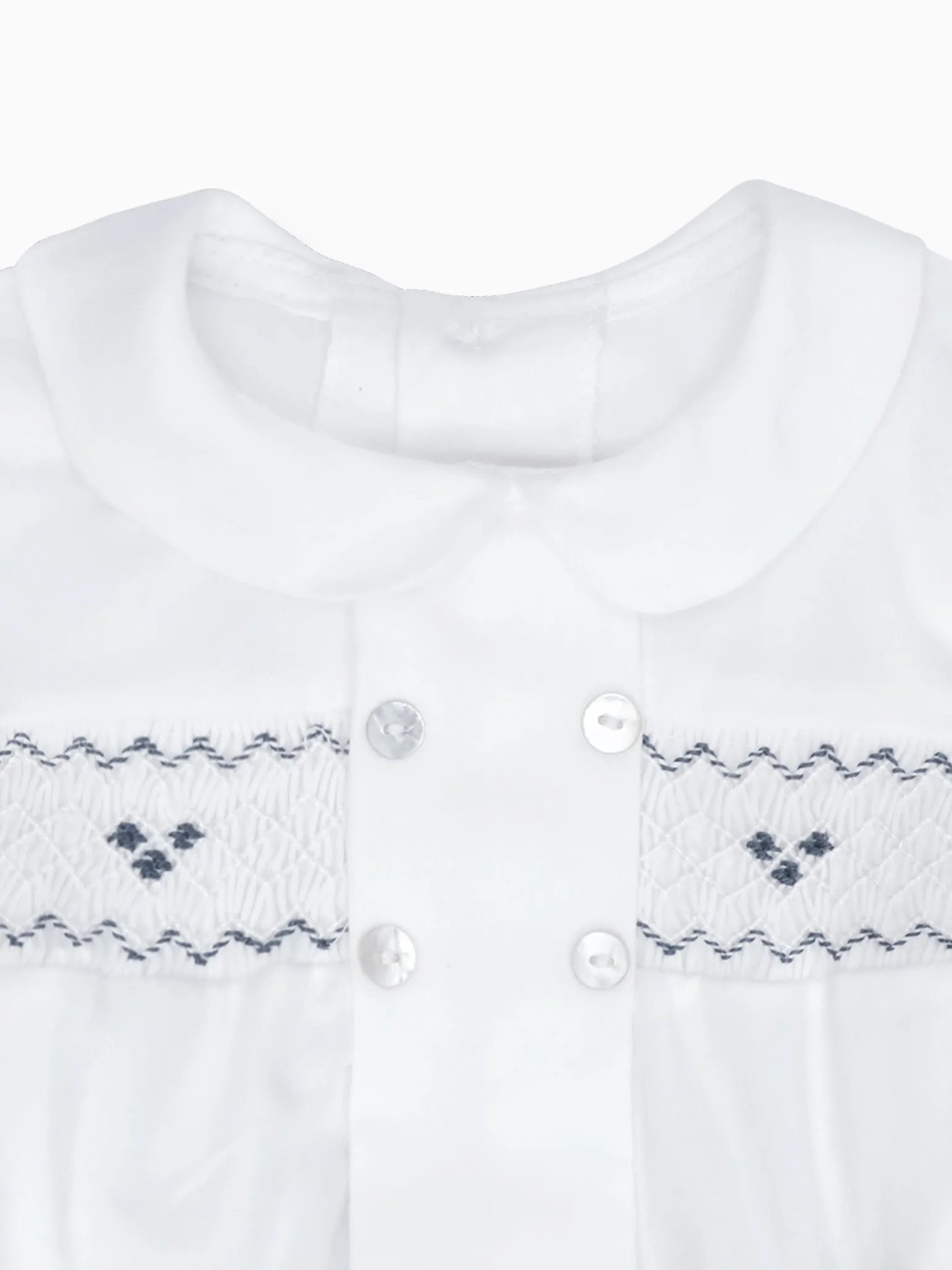 White Multi Virgilio Smock Ceremony Baby Boy Set