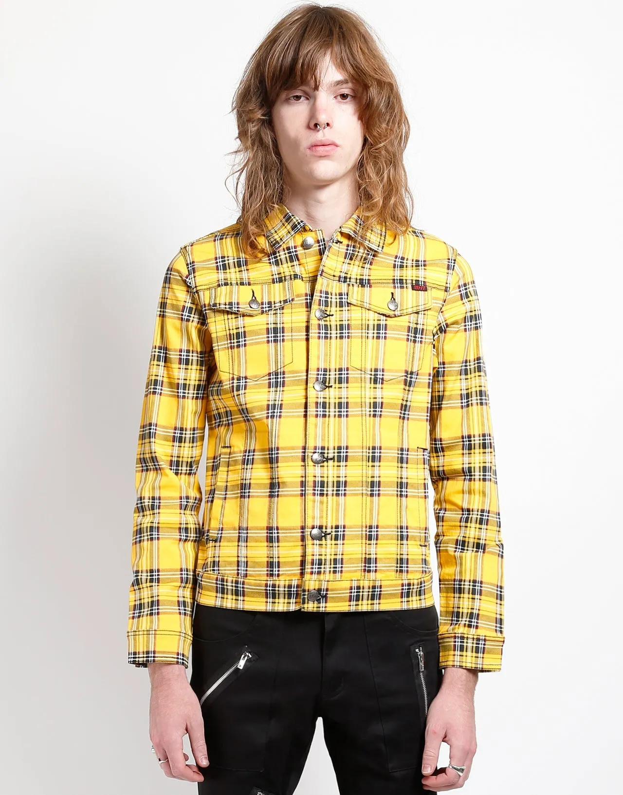 YELLOW PLAID TRUCKER JACKET